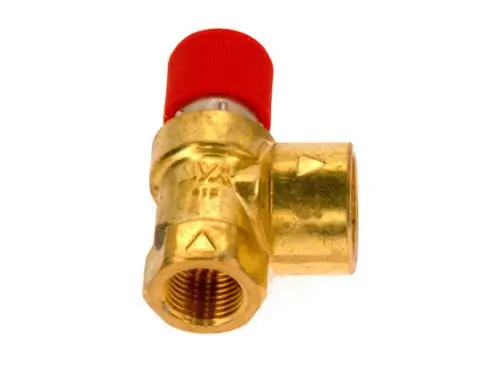 BOSCH-Membranventil aus Messing mit rotem Ventilkopf, ideal für Installationen, die eine Druckregelung bis 2,5 bar erfordern.